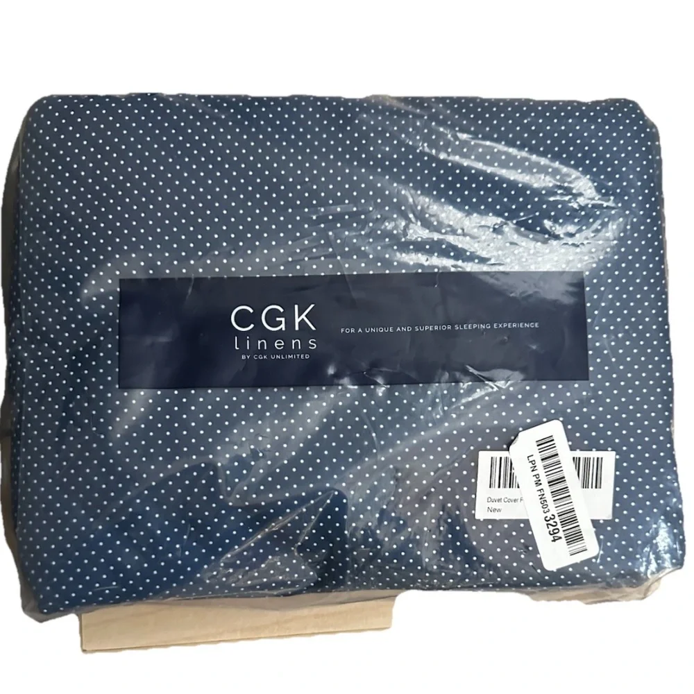 CGK UNLIMITED Navy Blue Polka-Dot ‘Ultra Soft’ Duvet Bedding Set-FULL SIZE